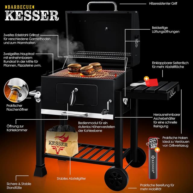 Barbecue KESSER XL au Charbon - Grill avec Couvercle