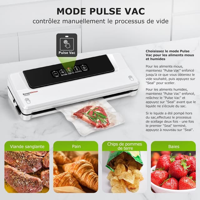 Machine Sous Vide Bonsenkitchen: Conservation Optimale des Aliments Blanche