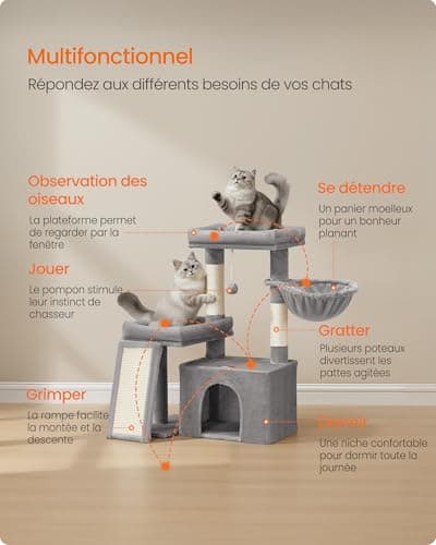 Arbre à chat Feandrea 86 cm bas avec rampe d'accès
