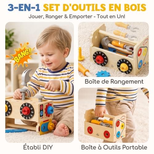 Boîte à outils bois Lehoo Castle TT-001 2 en 1