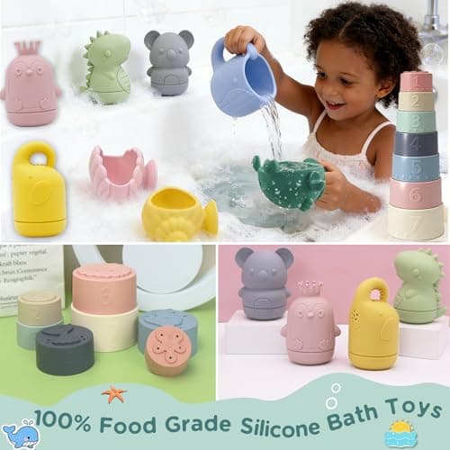 Set de bain silicone LSZYMM 18 pièces, gicleurs ouvrables