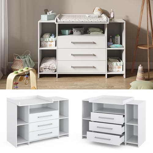 Commode à langer Vicco Oskar XL 143 cm 3 tiroirs
