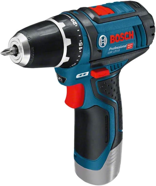 Bosch Professional 12V System perceuse-visseuse sans-fil GSR 12V-15 (avec 2 batteries 2,0 Ah + chargeur, set d'accessoires 39 pièces, dans sac)