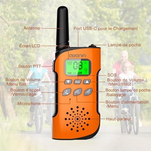 Talkie-walkie AWANFI rechargeable 8 canaux lot de 3