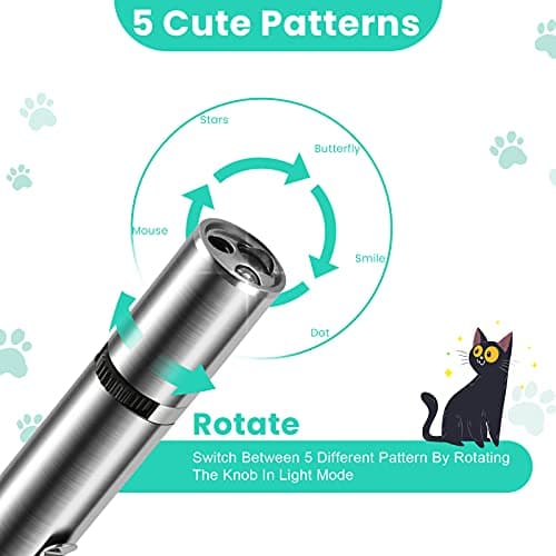 Pointeur lumineux HezzLuv 3 en 1, 5 motifs pour chat