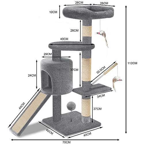 Arbre à Chat Vounot 112 cm Griffoir Niche et Rampe