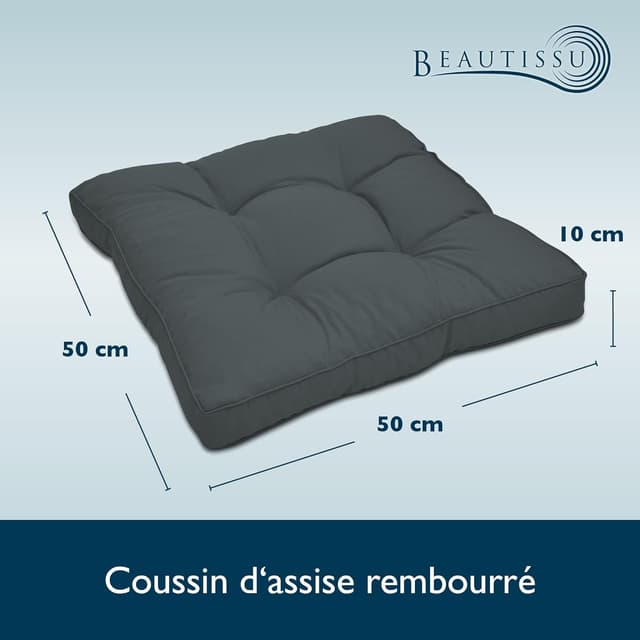 Coussin Jardin Extérieur Beautissu XLuna - 50x50x10cm