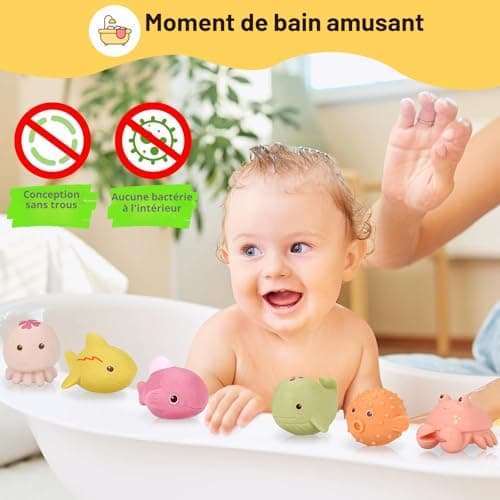 Jouets de bain sans trou wokdsbl, lot de 6 animaux marins