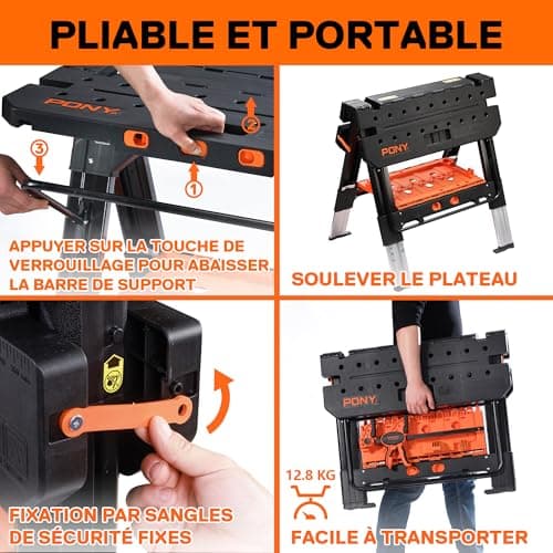 Pony Table 2 en 1 avec 2 Pinces à gâchette