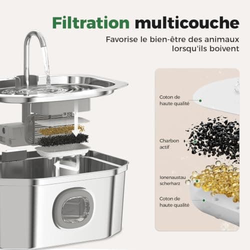 Fontaine à Eau Chat APAUK Inox 3,2 L avec LED