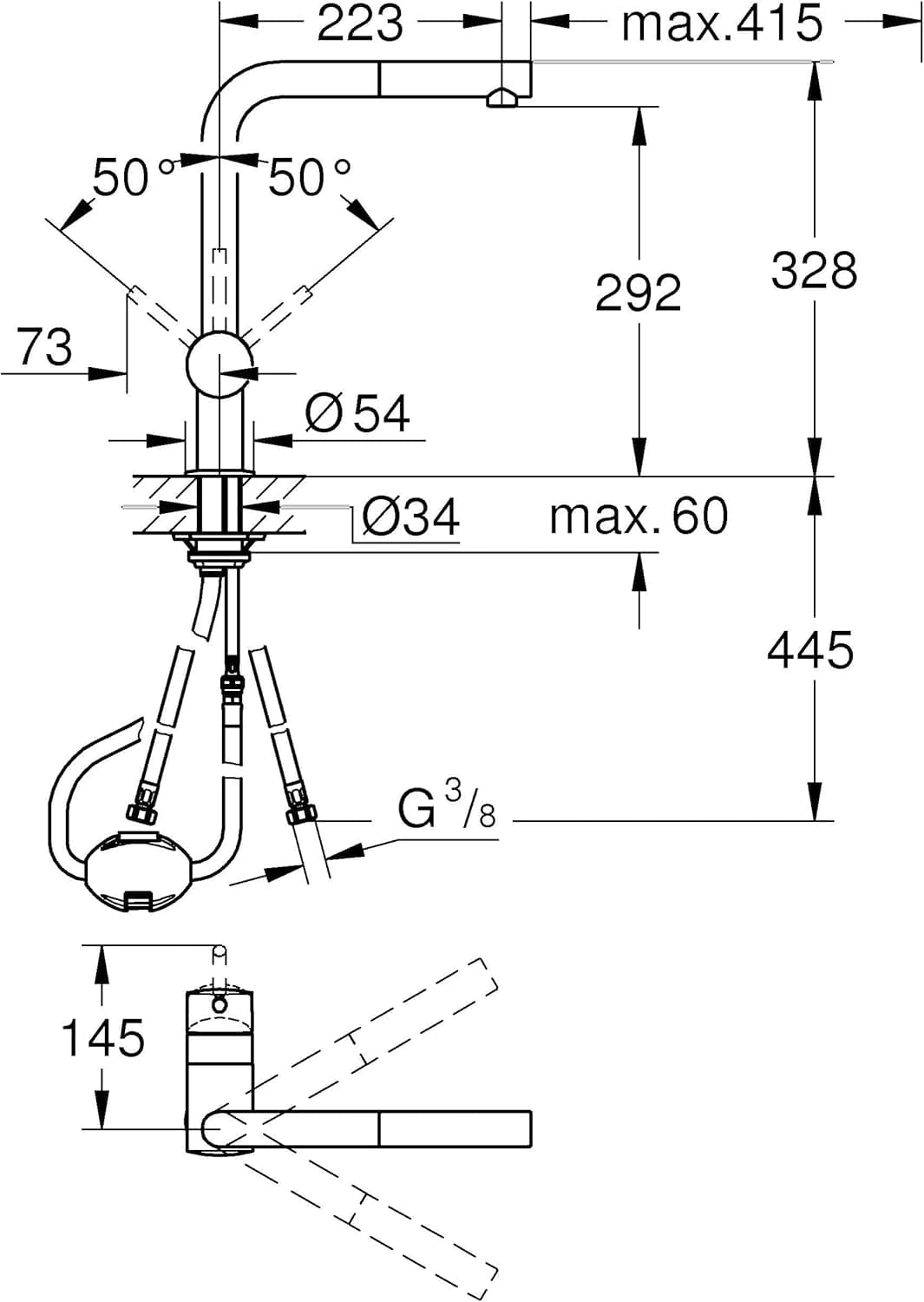 Robinet Cuisine GROHE Minta - Douchette Extensible