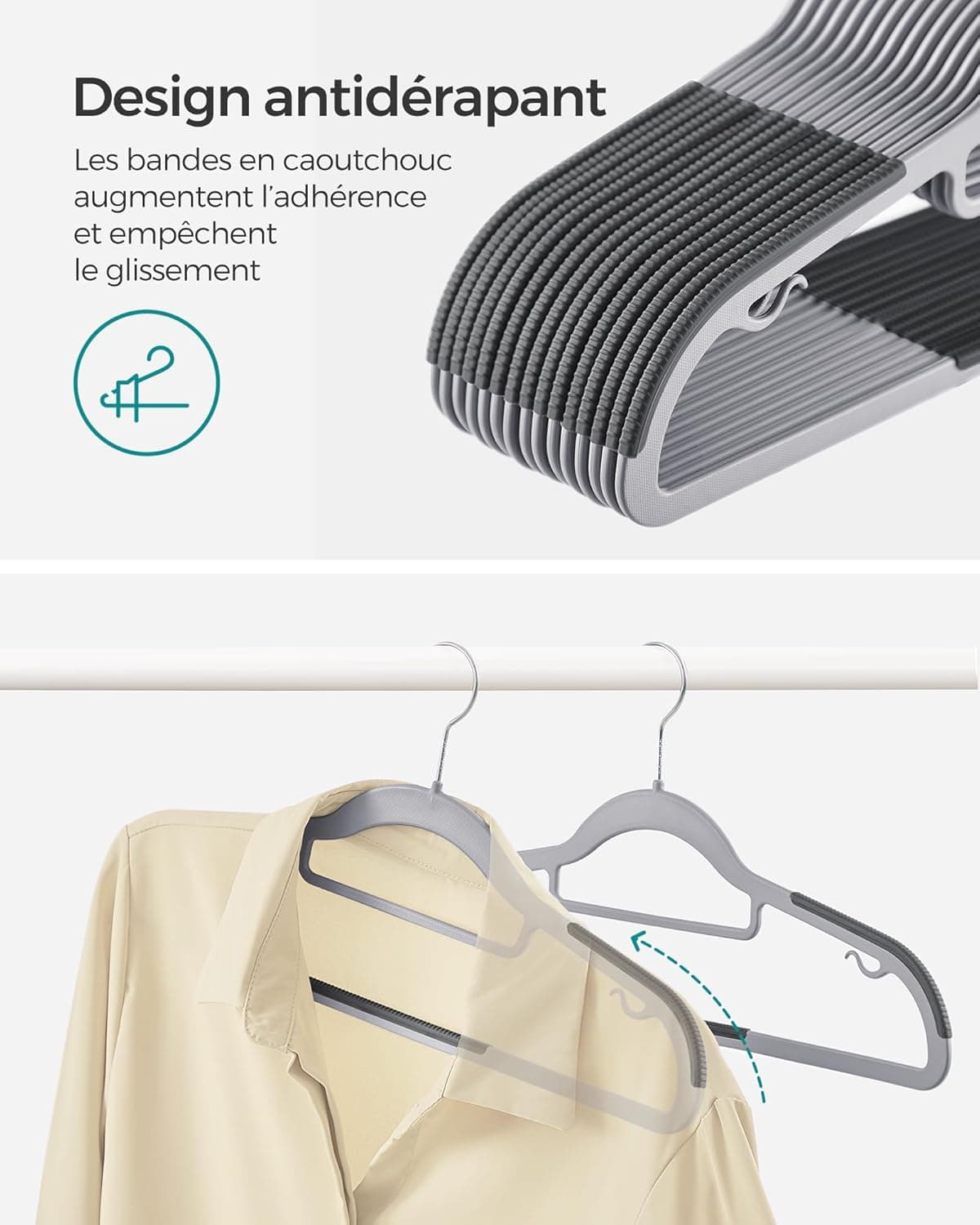 SONGMICS 50 Cintres Plastique Antidérapants