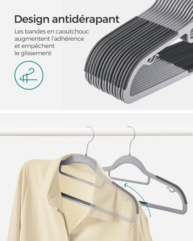 SONGMICS 50 Cintres Plastique Antidérapants