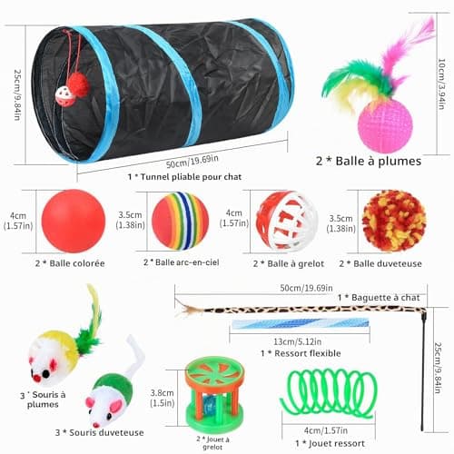Gaomoeny RZLDE-006 lot 22 jouets chat avec tunnel