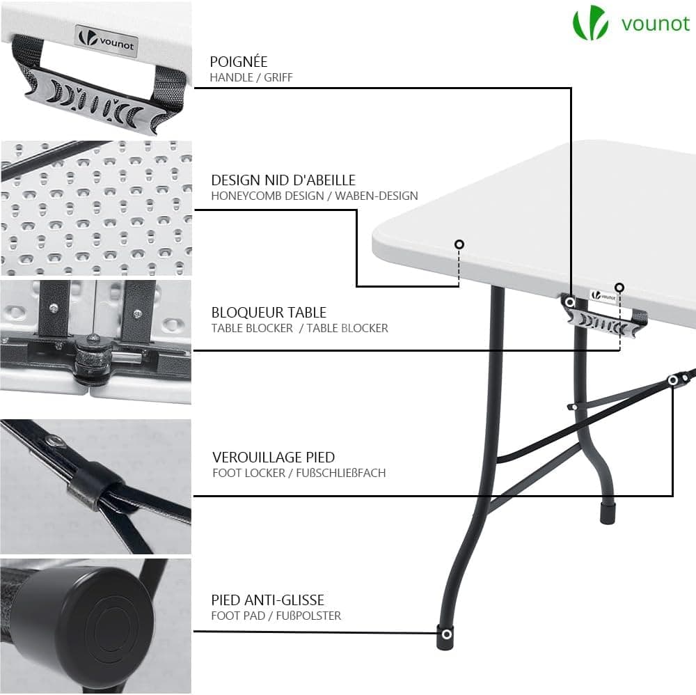 Table Pique-nique Pliante Vounot - 8 Places