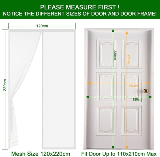Moustiquaire Magnétique pour Porte - Blanc 120x220cm
