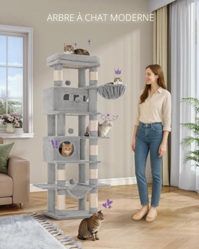Arbre à chat Hzuaneri 170 cm 8 poteaux sisal