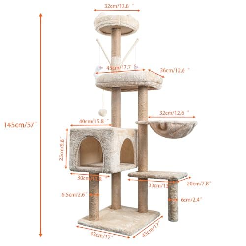 Arbre à chat HOMIDEC 145 cm à 7 poteaux sisal