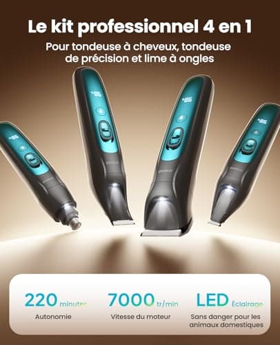 Tondeuse chien oneisall FC10 4-en-1 avec lumière LED