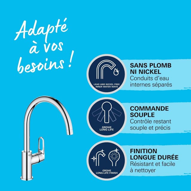 Robinet Cuisine GROHE Start Flow - Bec Pivotant 360°