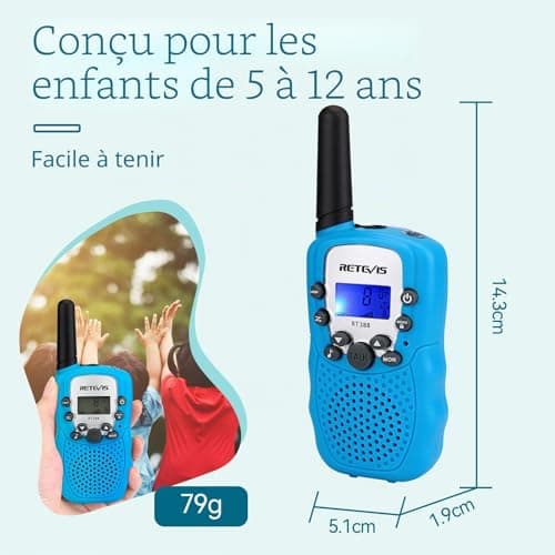 Talkie-Walkie Enfant Retevis RT388 PMR446 8 Canaux