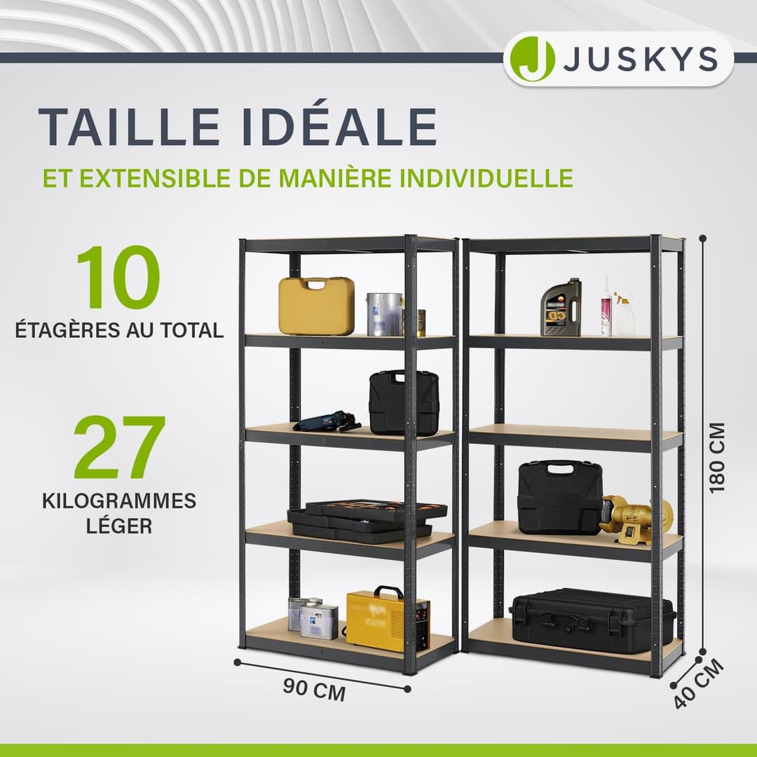 Étagères de Cave Juskys - Stockage Lourd 1750 kg - Lot de 2