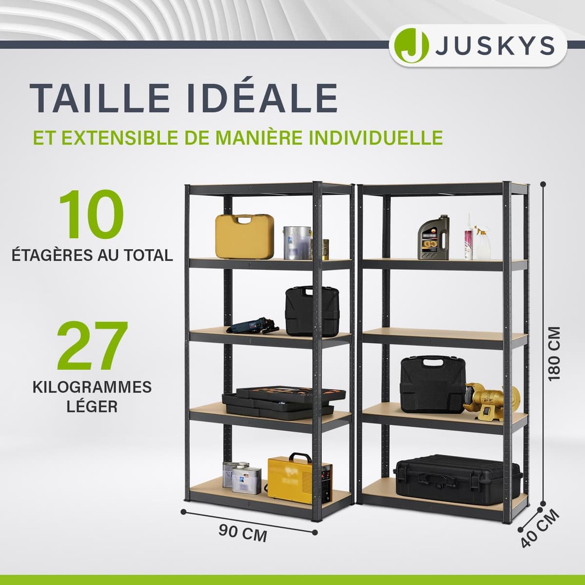 Étagères de Cave Juskys - Stockage Lourd 1750 kg - Lot de 2