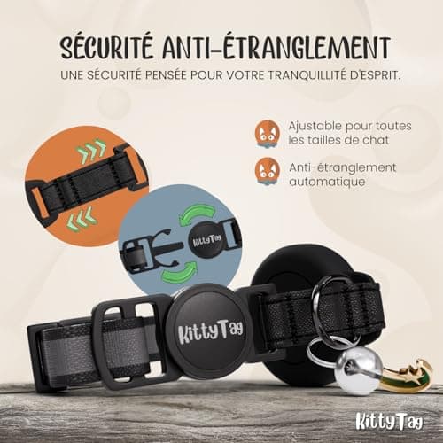 Collier chat KittyTag KTCC-202401 avec étui AirTag