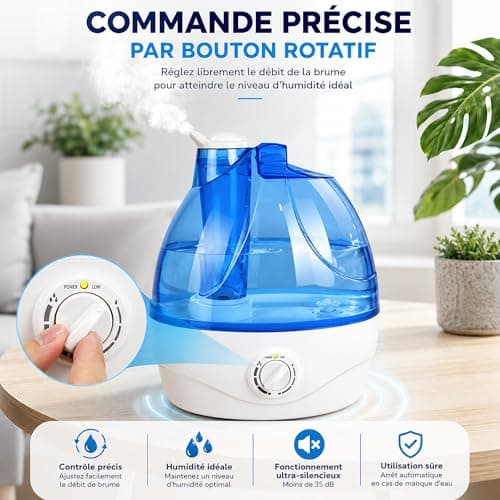 Humidificateur ultrasons PIRABADI 2,2 L silencieux