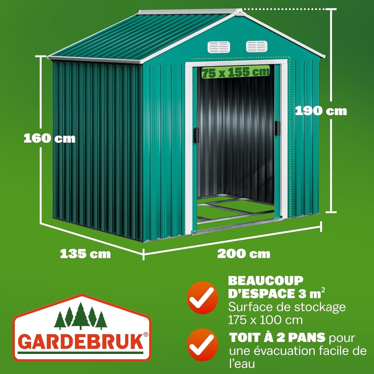 Abri de Jardin Métal Gardebruk XL 2m²