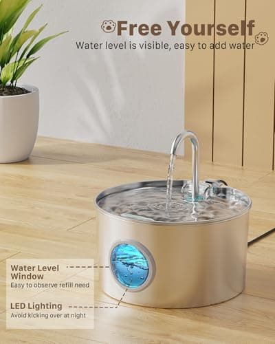 Fontaine à Eau Chat GIOTOHUN Inox 304 - 2,2 L