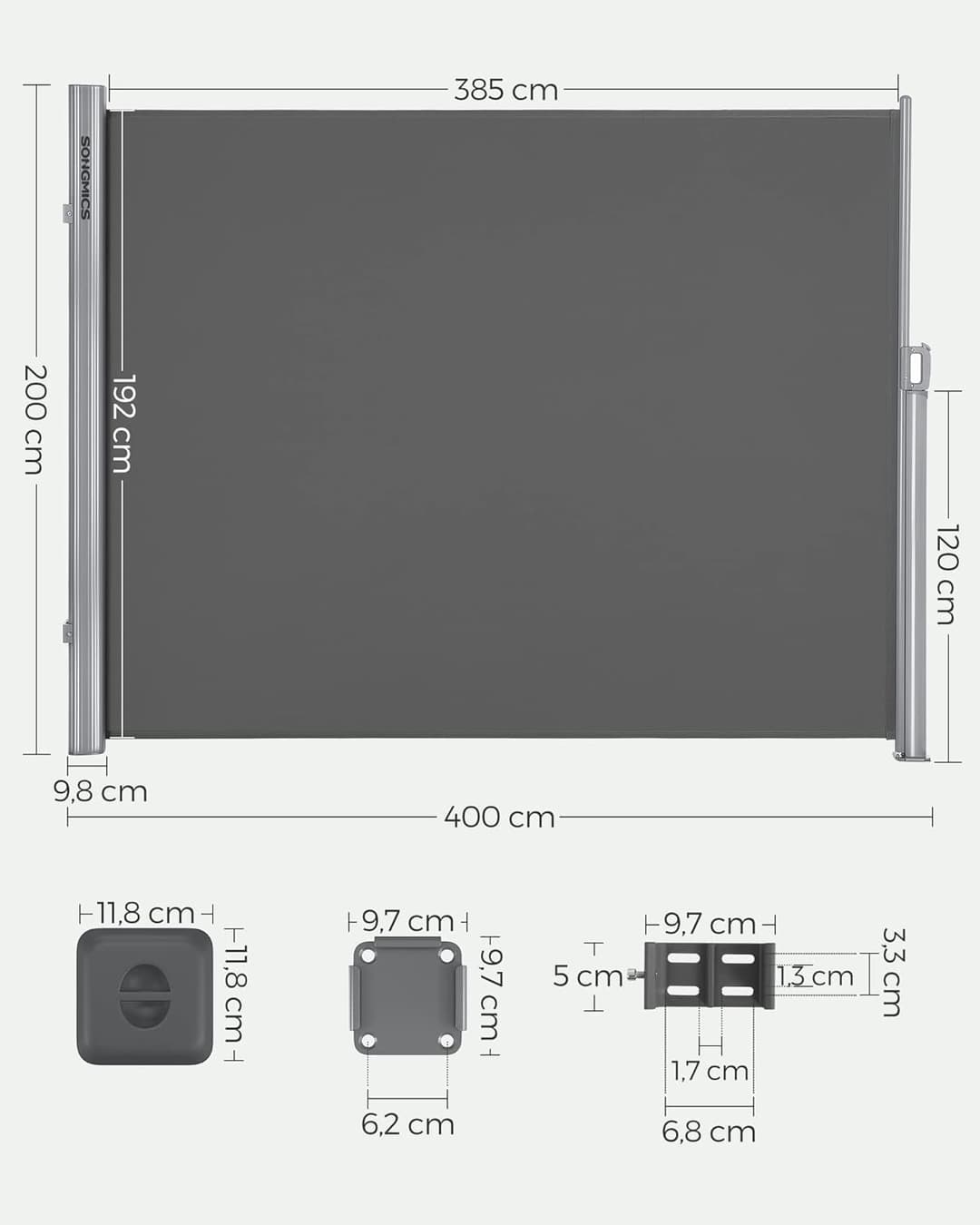 Store Latéral SONGMICS 200x400cm - Anthracite