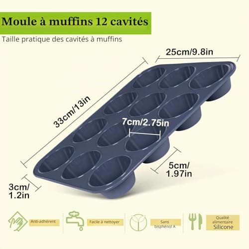 Plaque 12 muffins silicone SUPER KITCHEN 33 cm