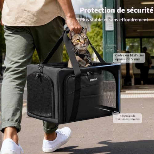 Sac de transport chat Pecute extensible, zone cachée