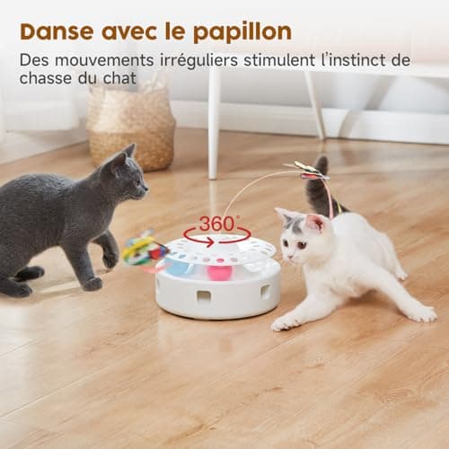 Jouet chat automatique Potaroma 3in1-Bai plume papillon