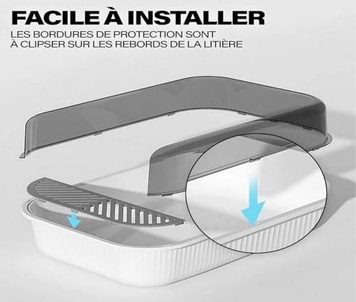 Bac à litière semi-ouvert PawnTech 51 cm Noir Sidéral