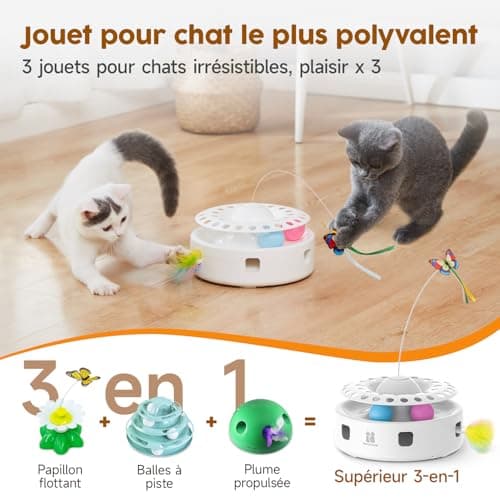 Jouet chat automatique Potaroma 3in1-Bai plume papillon