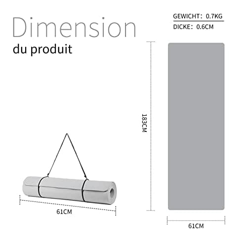 Good Nite Tapis Yoga 183x61 Gris 6/10mm