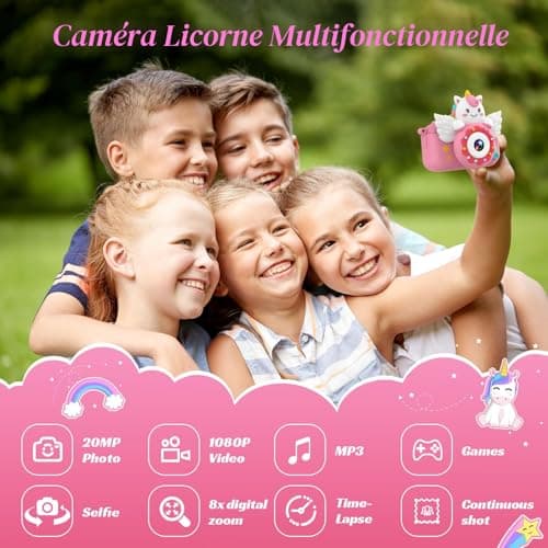Appareil Photo Enfant TIATUA S3 Licorne Rose 32 Go