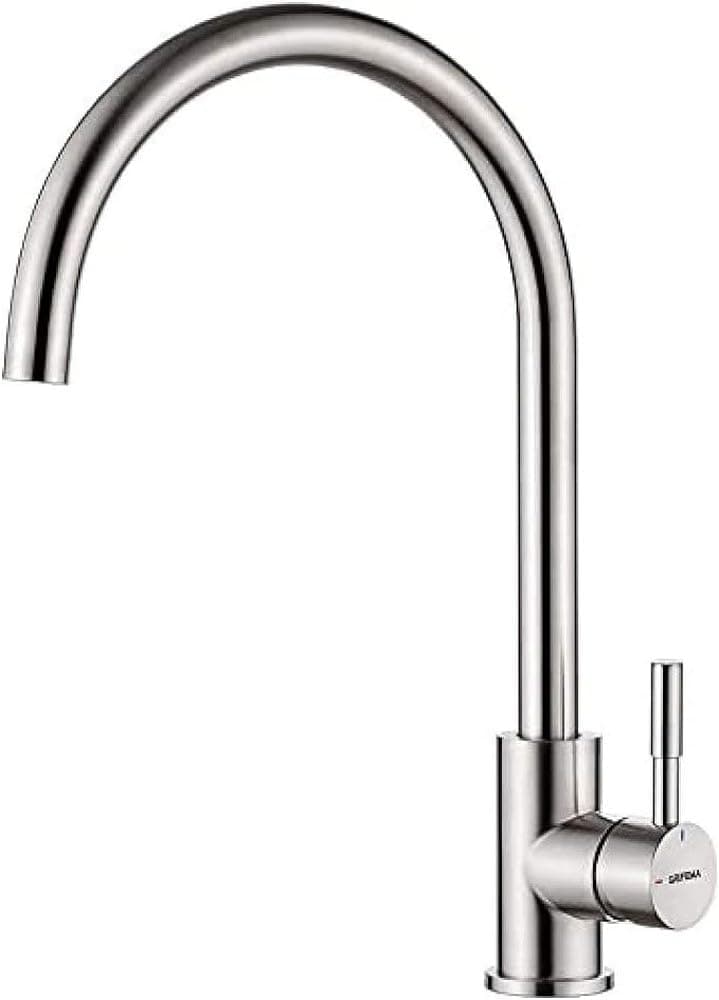 Robinet Cuisine GRIFEMA G4008 - Acier Inox, Arc Élevé, 360°