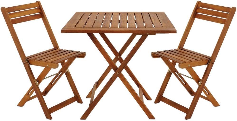 Ensemble Jardin Acacia Casaria - Table et 2 Chaises Pliables