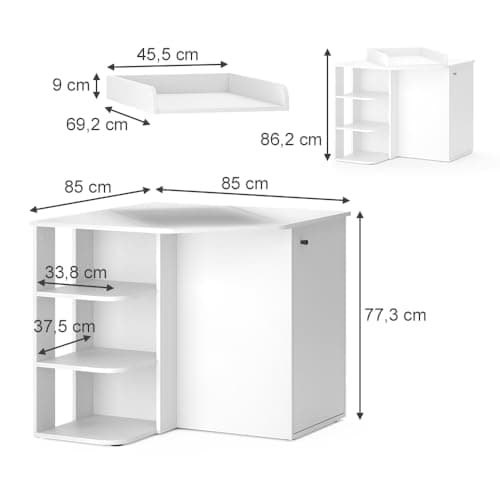 Commode à langer d'angle Vicco Kristian 85 cm