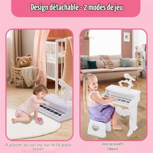 Piano enfant Forroby 37 touches avec pieds et tabouret