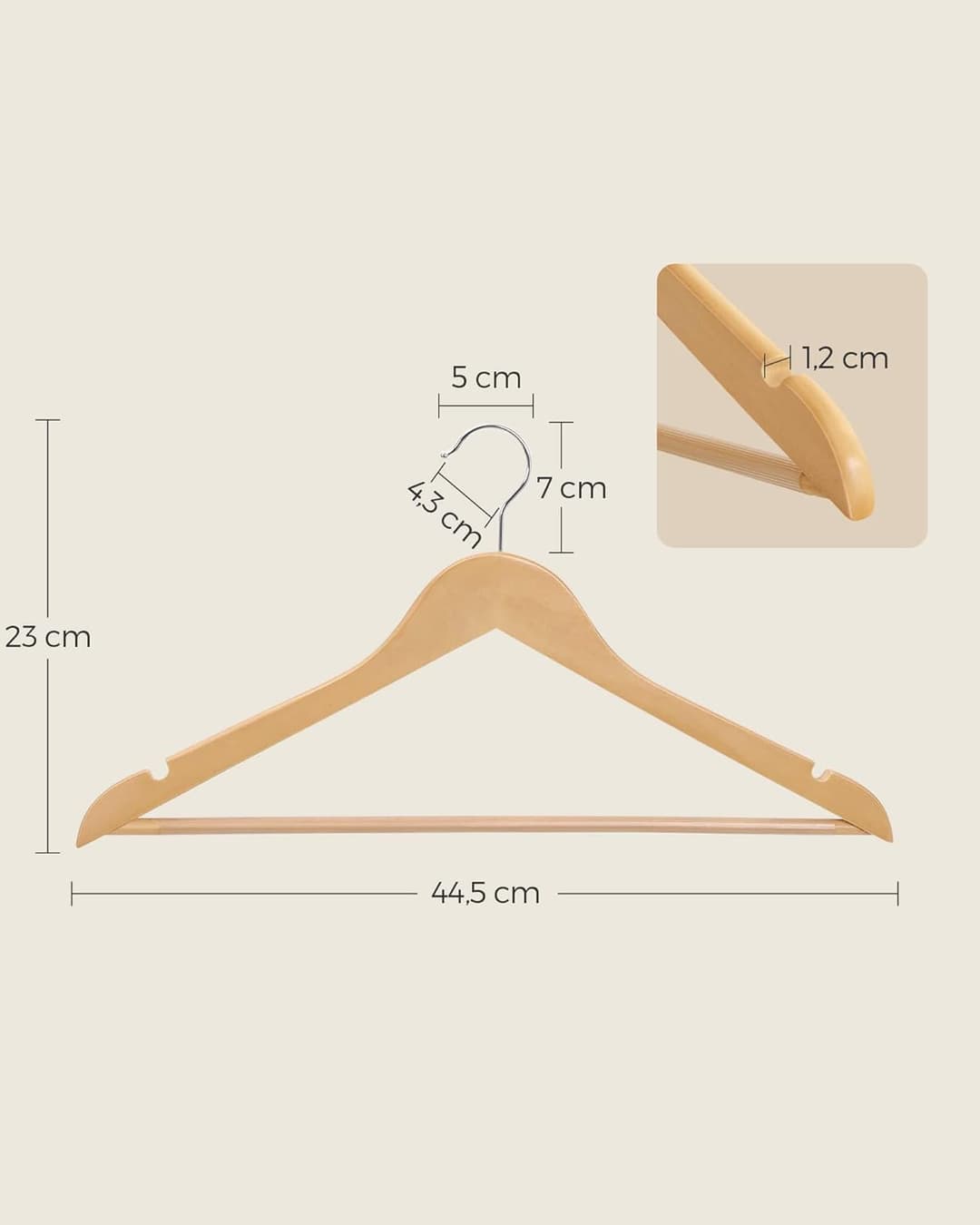 Cintres Bois SONGMICS - Lot de 20 -  Meilleur Prix