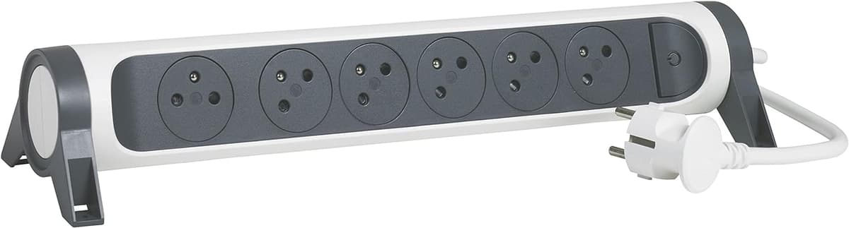 Multiprise Legrand 6 Prises Rotative - Blanc/Gris