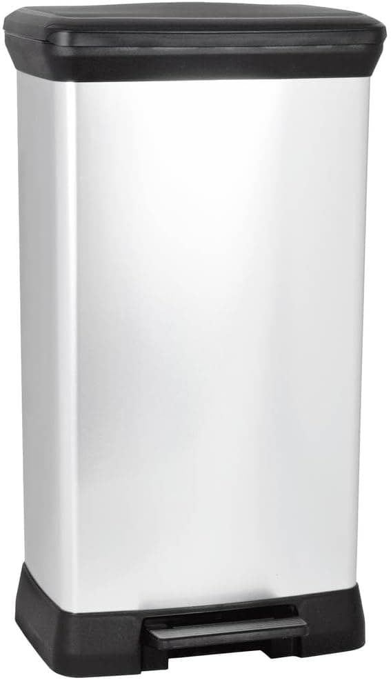 Poubelle Curver Decobin 50L - Gris Métal