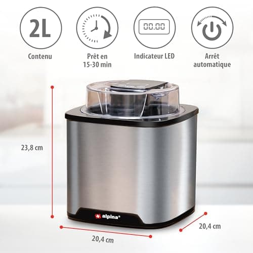 alpina Turbine à Glace 2L Compresseur Yaourt Glacé