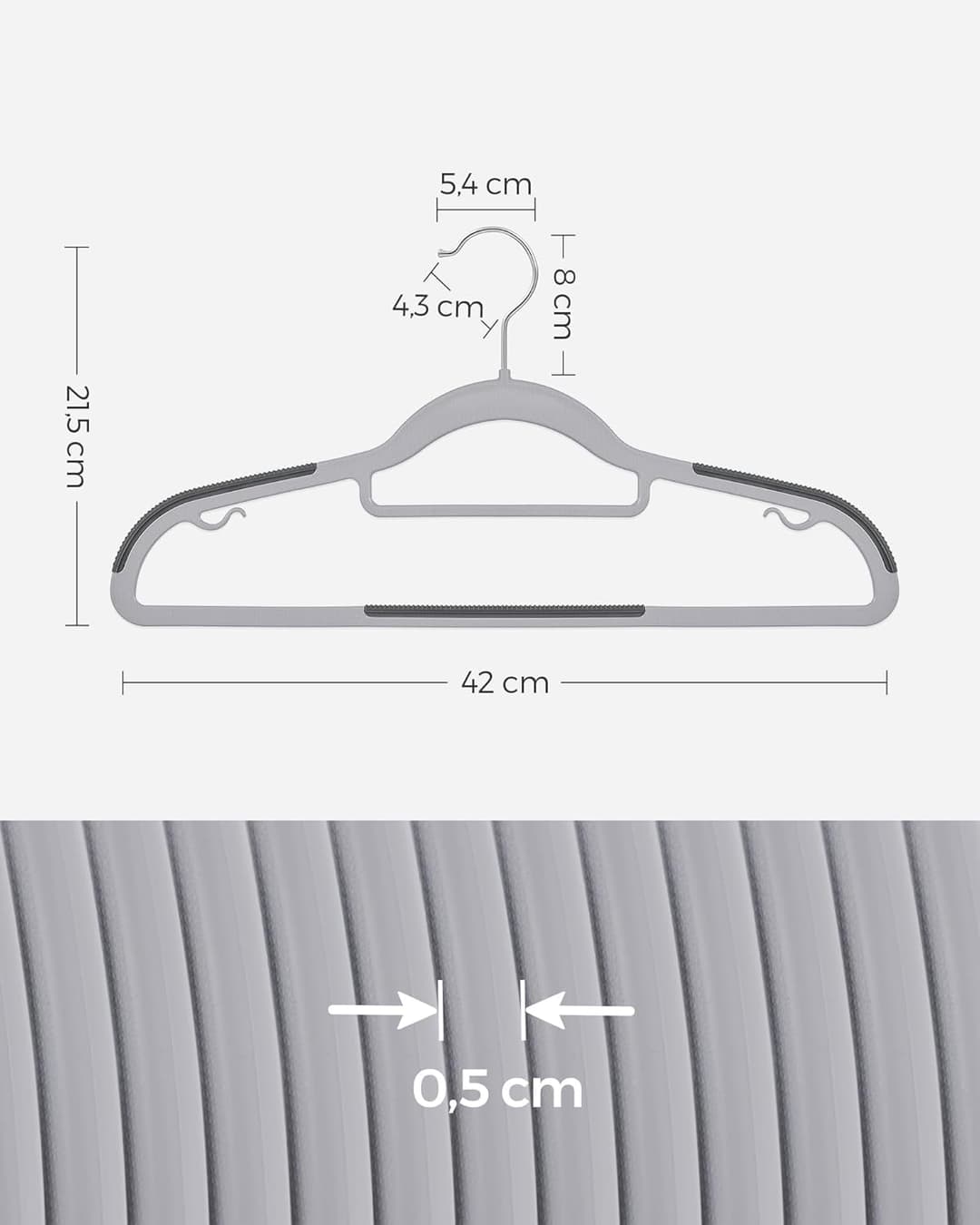 SONGMICS 50 Cintres Plastique Antidérapants