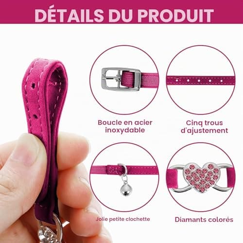Collier chat cobee Bling Heart taille unique 20-25 cm