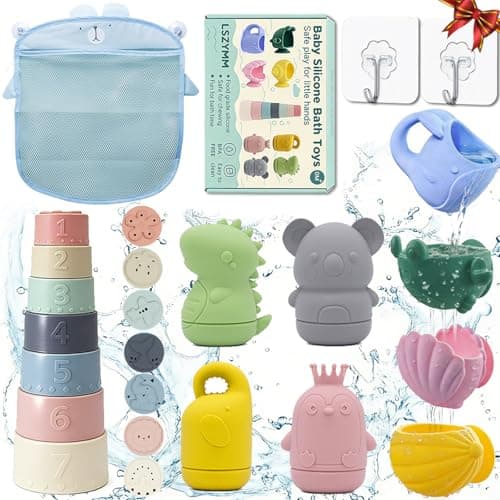 Set de bain silicone LSZYMM 18 pièces, gicleurs ouvrables